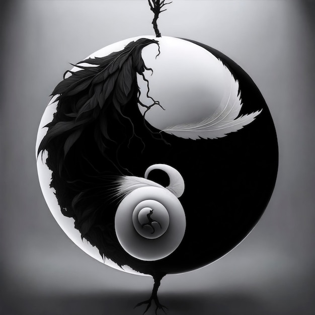 Estilo yin yang abstracto en blanco y negro