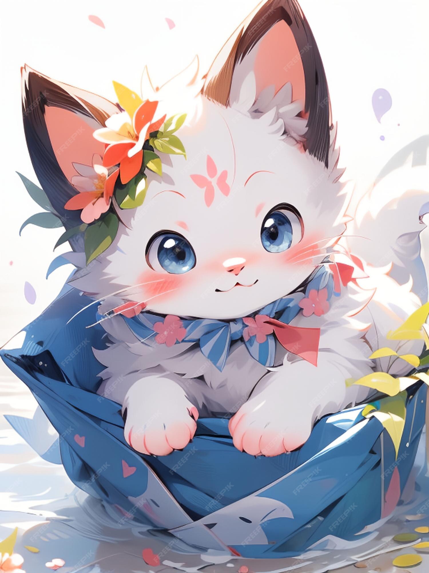 Estilos de arte de anime de gato fofo