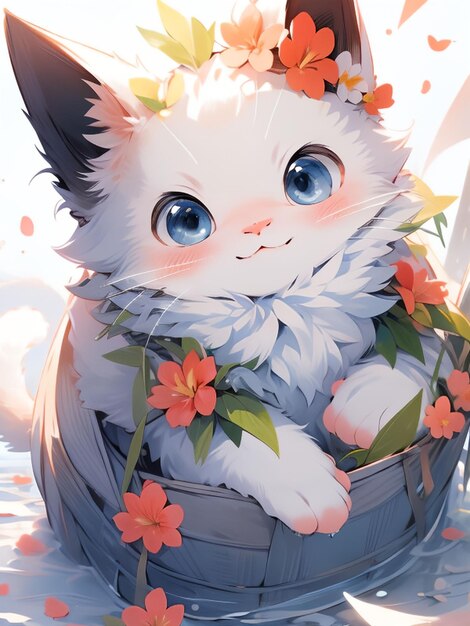 Foto estilos de arte de anime de gatos bonitos