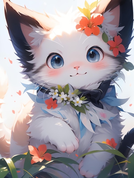 Foto estilos de arte de anime de gatos bonitos