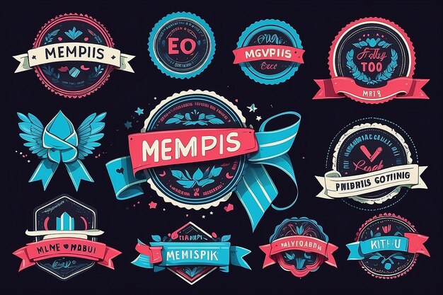 Foto estilos de fitas de memphis etiquetas etiquetas emblemas elementos de design inspirados em retro