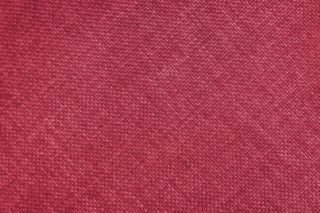 Estofamento tecido Jacquard textura de tecido grosseiro vermelho brilhante com linhas diagonais de trama fechadas