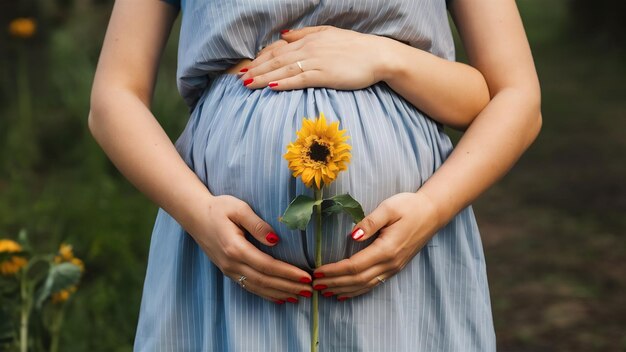 Estómago de una mujer embarazada