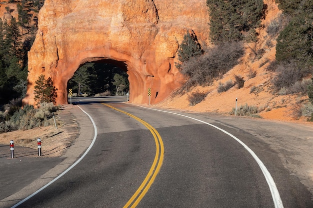 Estrada cênica nos Canyons durante um dia ensolarado de verão