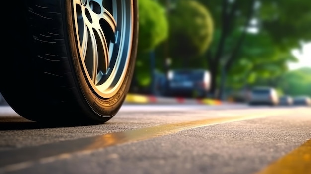 Estrada com pneus de carro Generative AI
