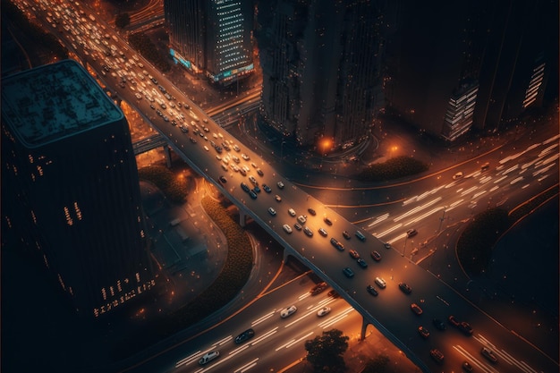 Estrada com tráfego Vista superior Bela imagem colorida IA generativa