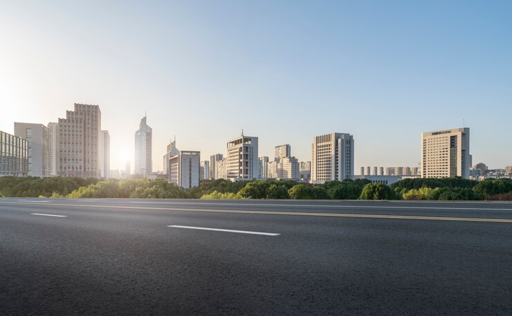 Foto estrada de asfalto e paisagem arquitetônica urbana de ningbo