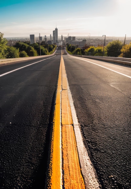 Foto estrada de asfalto e papel de parede da cidade moderna