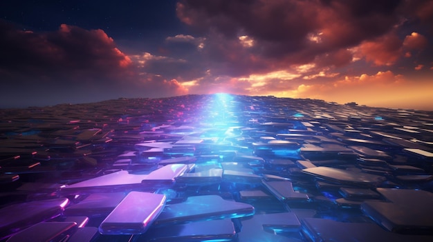 Estrada de ficção científica de alta tecnologia feita com cores brilhantes arte gerada por Ai