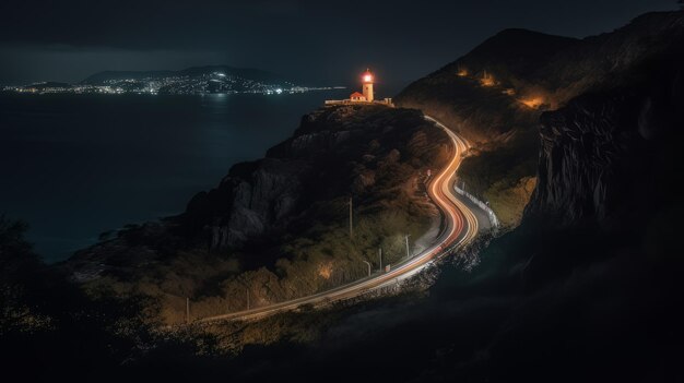 estrada de montanha à noite