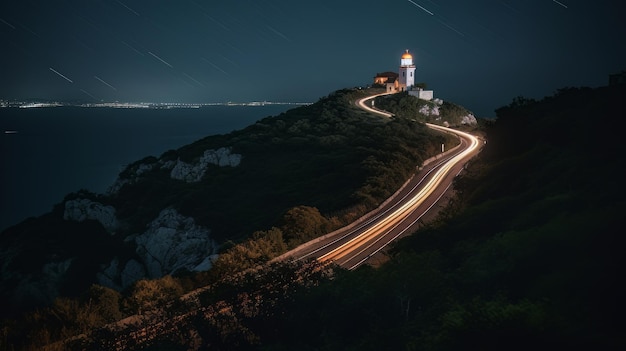 estrada de montanha à noite