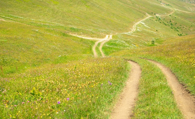 Estrada de terra na natureza Armênia verão