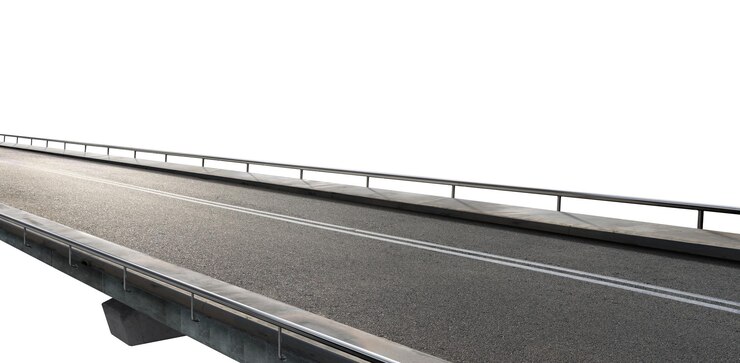 Foto estrada de viaduto de asfalto vazio isolado com fundo branco