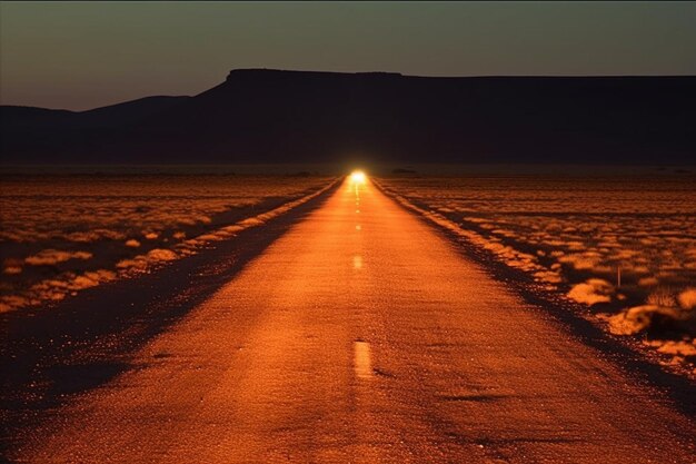 Foto estrada no deserto do namibe ao pôr do sol namíbia áfrica