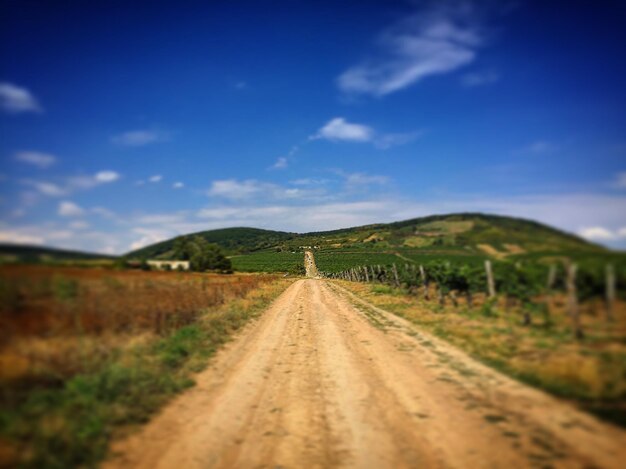 Foto estrada que passa por um campo