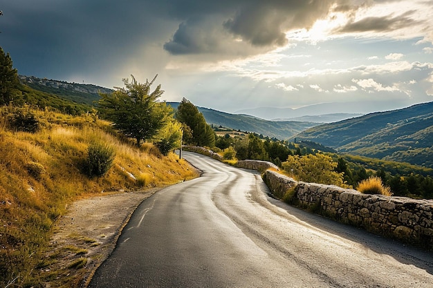 Estrada vazia ao longo da paisagem rural