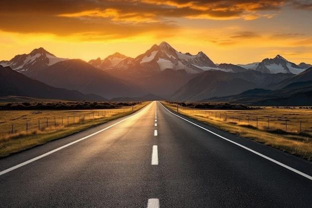 Estrada vazia com montanhas em forma de fundo de viagens ao exterior conceito Natureza papel de parede