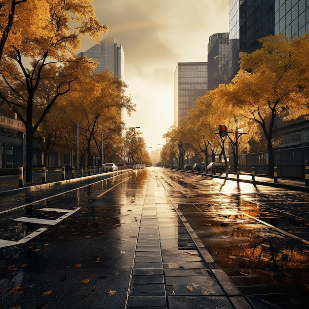 Foto estrada vazia na cidade no outono