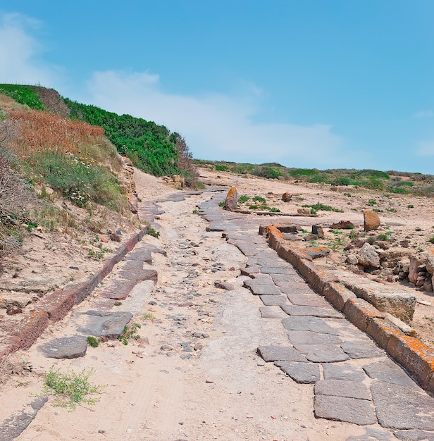 Estrada velha no sítio arqueológico de Tharros