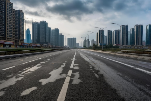 Estradas de asfalto e estruturas urbanas