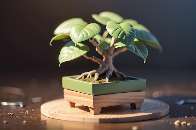 Estranhas lindas plantas ornamentais de bonsai em vasos, decoração de interiores, atmosfera de vida elegante