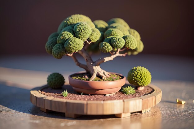 Estranhas lindas plantas ornamentais de bonsai em vasos, decoração de interiores, atmosfera de vida elegante