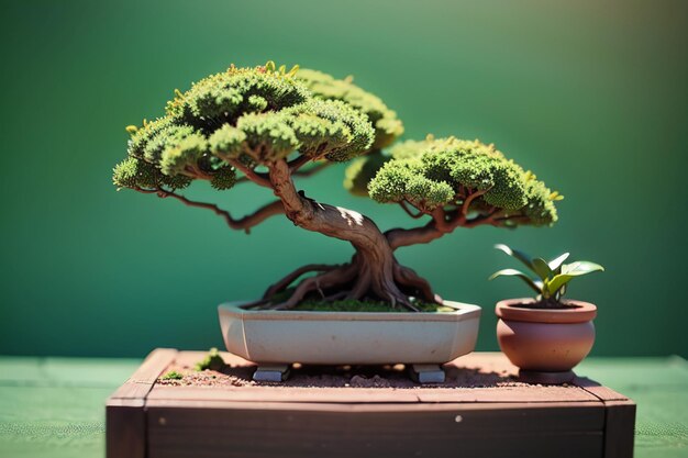 Estranhas lindas plantas ornamentais de bonsai em vasos, decoração de interiores, atmosfera de vida elegante