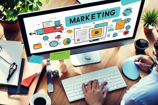 Estrategia de marca de marketing digital Concepto de medios en línea