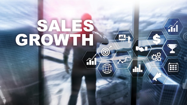 Estrategia de marketing de aumento de ventas Doble exposición con gráfico de negocios