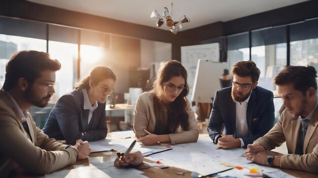 Estrategia de planificación de lluvia de ideas trabajo en equipo concepto de colaboración