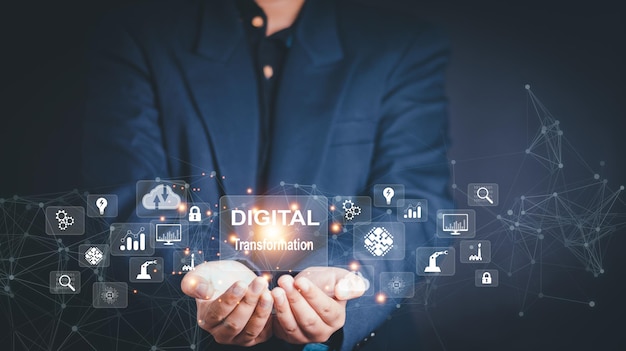 Estrategia de transformación tecnológica digital digitalización y digitalización de los procesos de negocio y datos optimizar y automatizar las operaciones gestión del servicio al cliente internet y computación en la nube