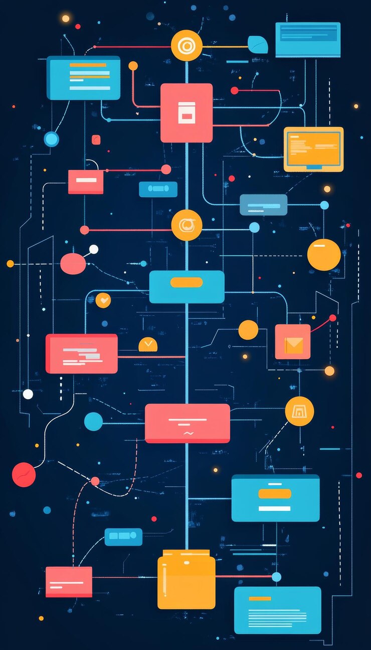 Foto estrategias integrales de flujo de trabajo de desarrollo de software, ramificación, fusión y lanzamiento de versiones
