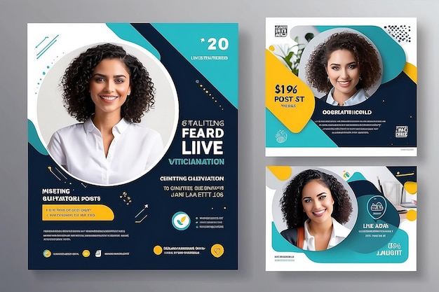 Estrategias de marketing invitación de banner de webinar en vivo y plantilla de publicación en las redes sociales