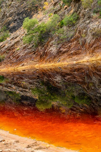 Estratos vívidos e terra rachada na rio tinto