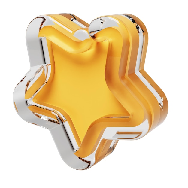 Estrela amarela brilhante para aplicativos móveis ilustração 3D de feedback de avaliação do cliente