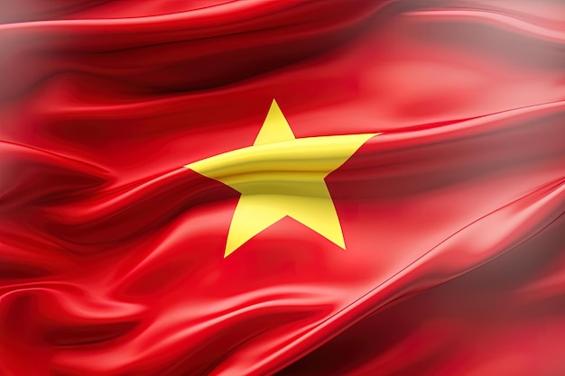 estrela amarela e fundo vermelho acenando a bandeira nacional do Vietnã acenou um altamente detalhado