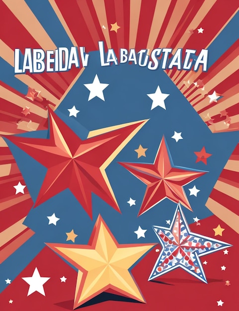 Estrela de design criativo do dia do trabalho dos EUA de vetor livre com banner do dia do trabalho vetorial com vetor de bandeira dos EUA
