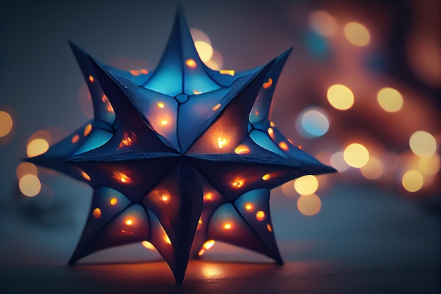 Estrela de natal com luzes desfocadas brilhantes generative ai