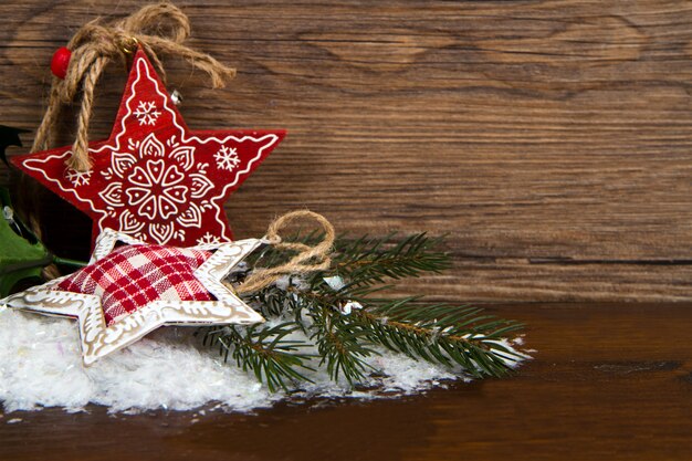 Estrela de Natal de madeira decoração em fundo de madeira
