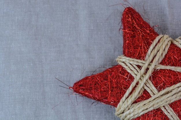 Estrela de Natal no fundo de linho