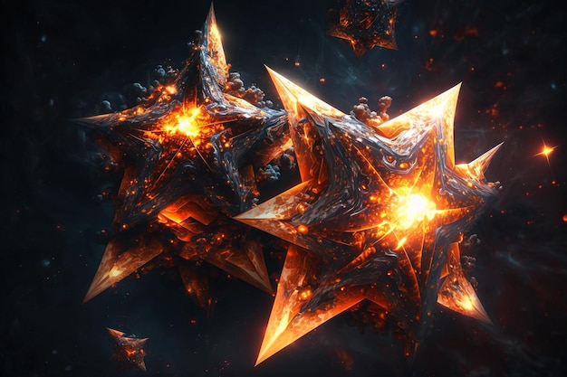 Estrela de queimadura pulsante nascente na ilustração espacial Generative AI