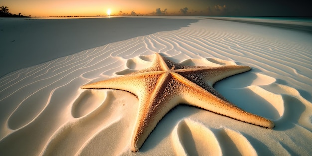 Estrela do mar brilhante nas areias cristalinas das Maldivas