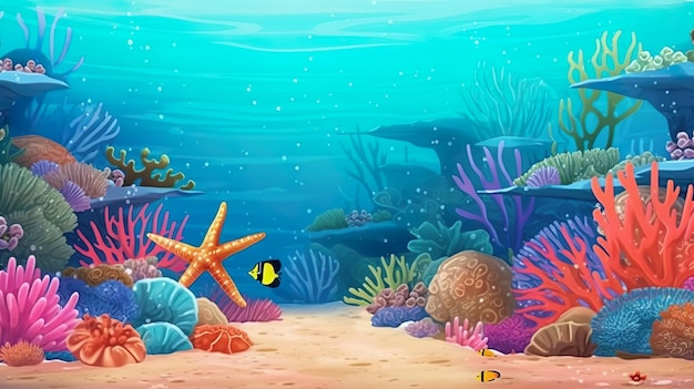Foto estrela do mar de fundo com ouriços do mar uma estrela do mar vibrante cercada por ouriços do mar brilha em uma ilustração de fundo abstrato e design de banner generative ai