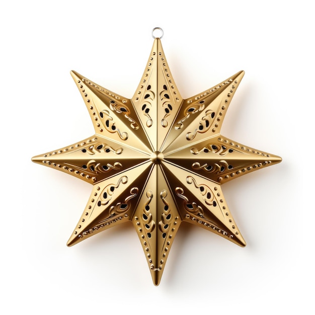 Estrela dourada da árvore de Natal isolada no fundo branco