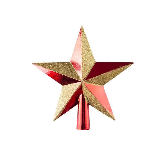 Estrela para decorar uma árvore de Natal isolada em um fundo branco Natal e Ano Novo