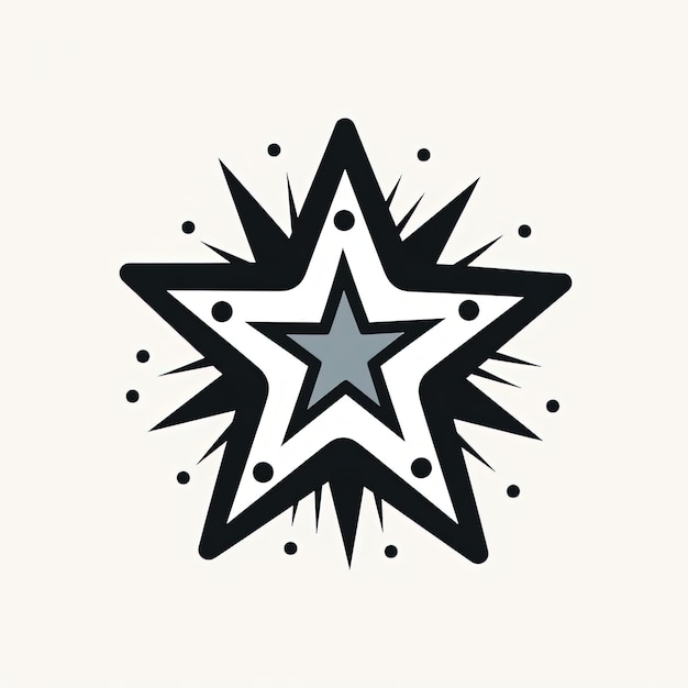 estrela preta e branca clip art ilustração design esboço ícone no estilo de animação desenhada à mão