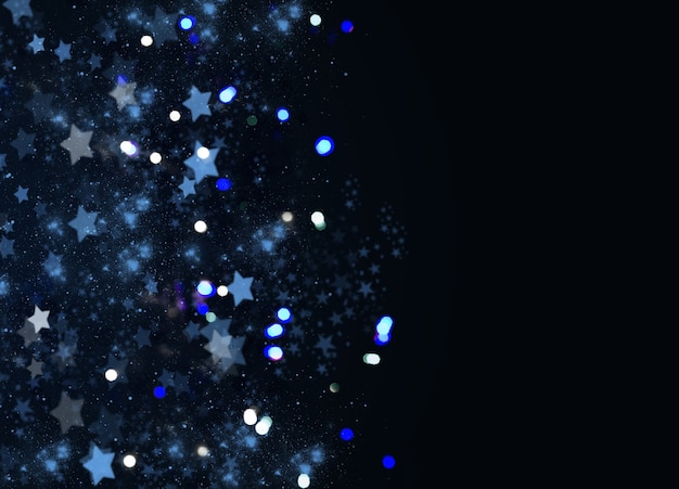 Estrelas azuis de Natal e Ano Novo brder sobre fundo azul