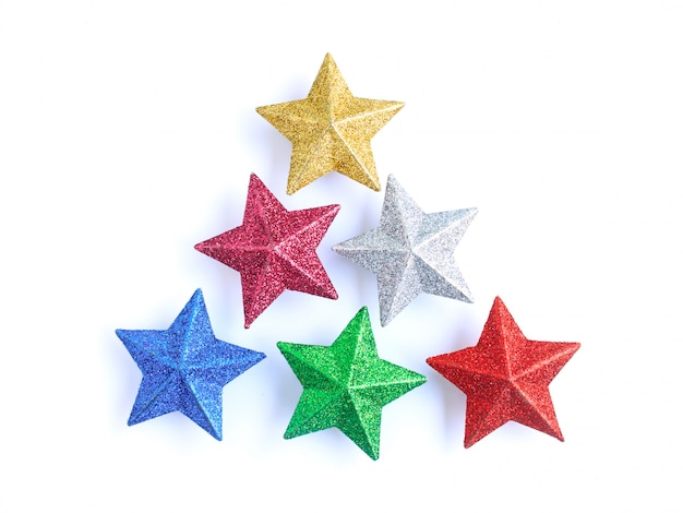 Estrelas coloridas com glitter