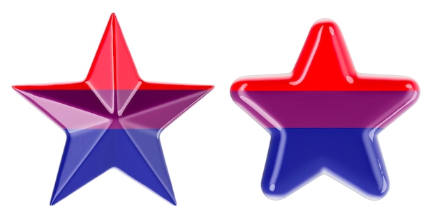 Estrelas com bandeira bissexual renderização 3D