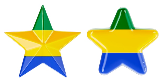 Foto estrelas com renderização em 3d da bandeira do gabão